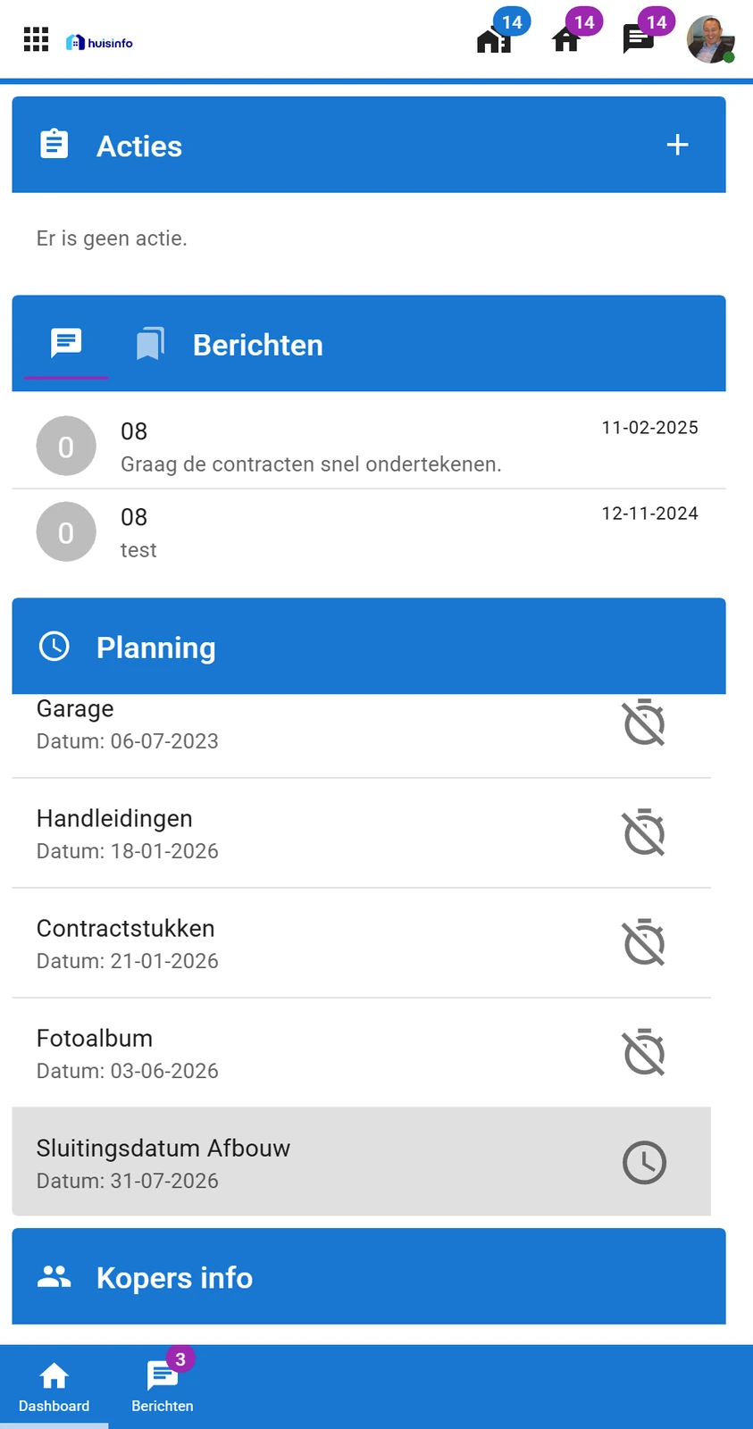 Huisinfo op mobiel: woningdossier met onderbalk-navigatie